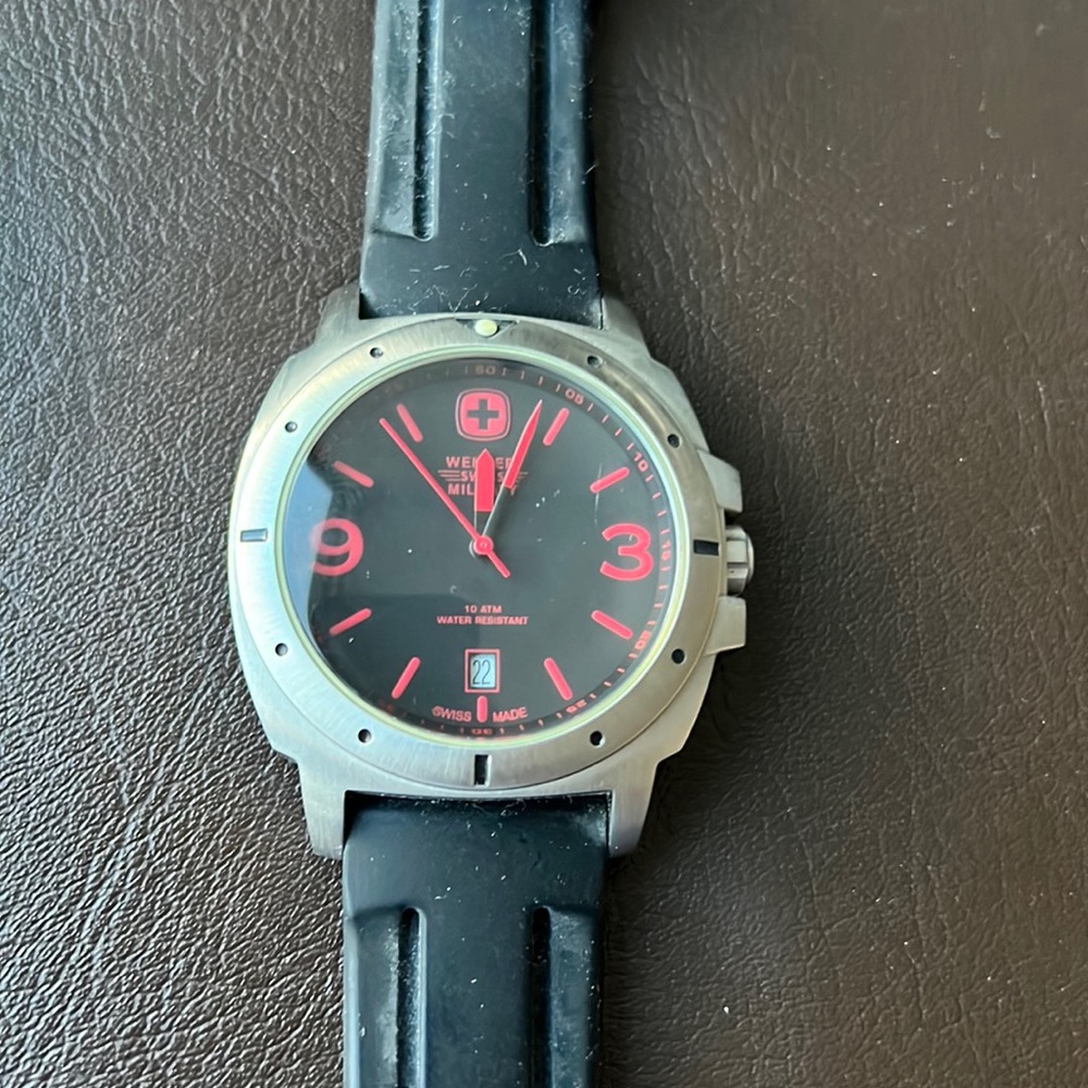 Wenger Expedition 79363 Watch, Black and Red Dial, Black Rubber Strap